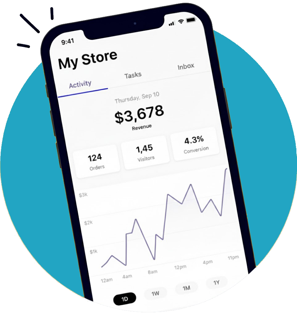 The WooCommerce app showing store revenue and orders